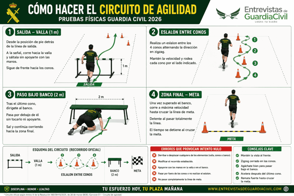 CÓMO SUPERAR EL CIRCUITO DE AGILIDAD DE LA GUARDIA CIVIL 2026: ERRORES, CONSEJOS Y PLAN DE ENTRENAMIENTO EN 4 SEMANAS